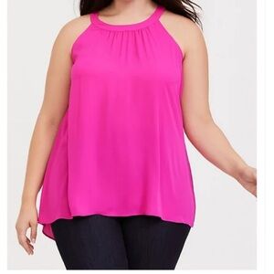 Torrid Hot Pink Georgette Swing Pullover Tank With High-Low Hem